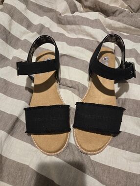 Black Two-Strap Women's Sandals